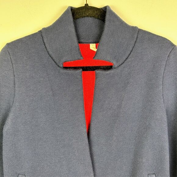 Moth Anthropologie Amoruso Two Toned Knit Cardigan Sweater Jacket Navy Red XS - Picture 5 of 16